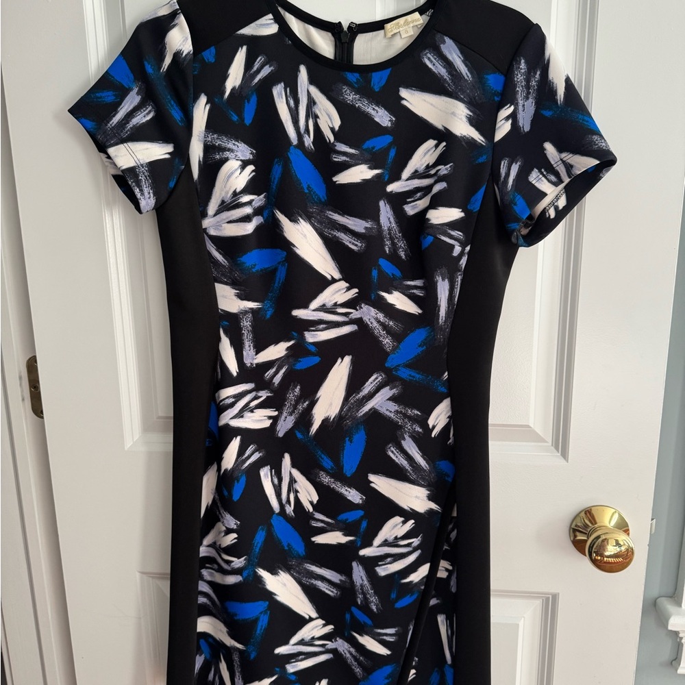 Shoshanna Black and Blue Brushstroke Mini Dress